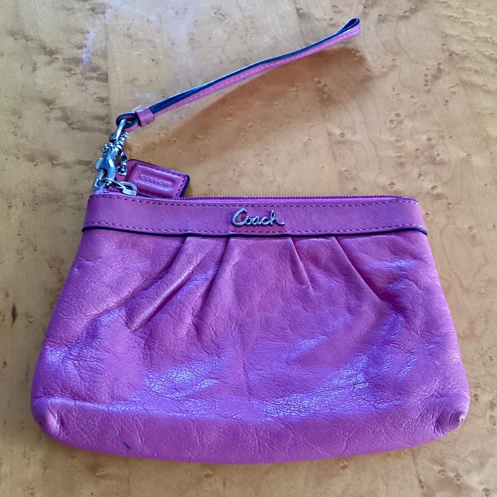 Coach Pink Leather Wristlet